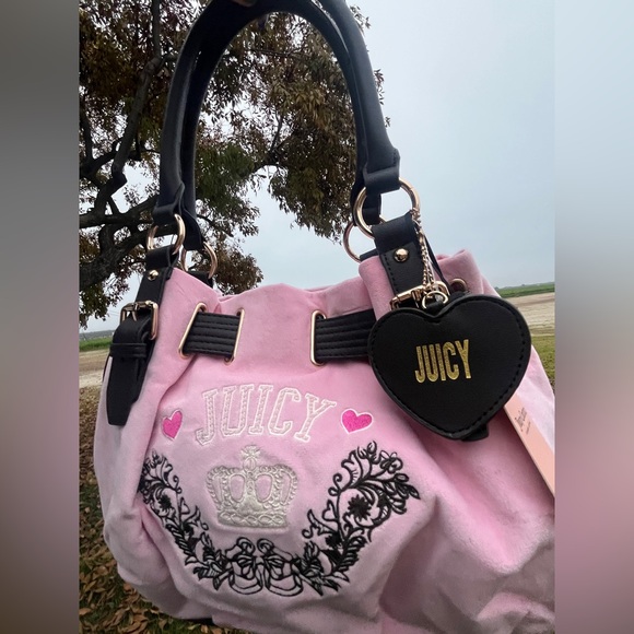 Juicy Couture Retro Chic Pink Velour Tote NWT Christmas - Picture 6 of 7